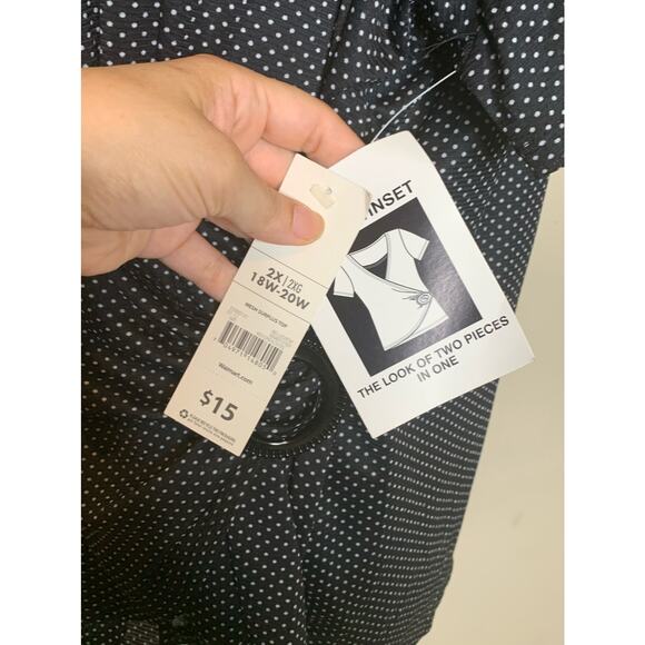 George black polka dots short sleeves faux wrap blouse size 2X - Picture 6 of 9